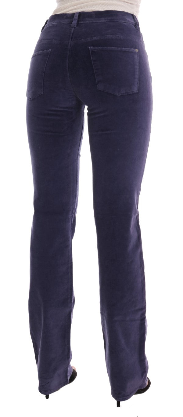 Ermanno Scervino Pantalon évasé bootcut chic en velours côtelé violet