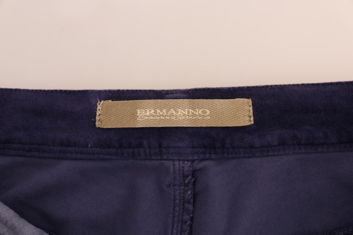 Ermanno Scervino Pantalon évasé bootcut chic en velours côtelé violet