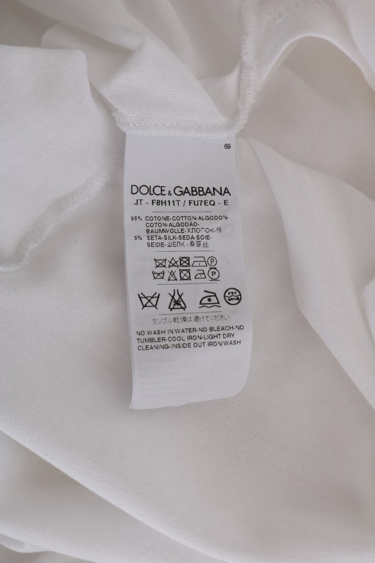 Dolce & Gabbana T-shirt en soie et coton blanc