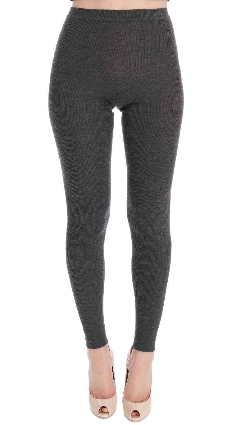 Dolce &amp; Gabbana Chic Pantalon collant taille haute en cachemire gris