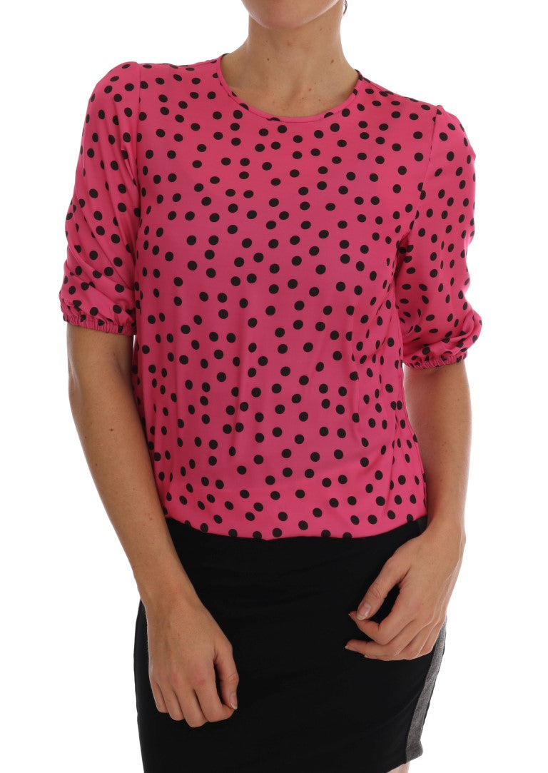 Dolce &amp; Gabbana Chic Blouse en soie à pois rose