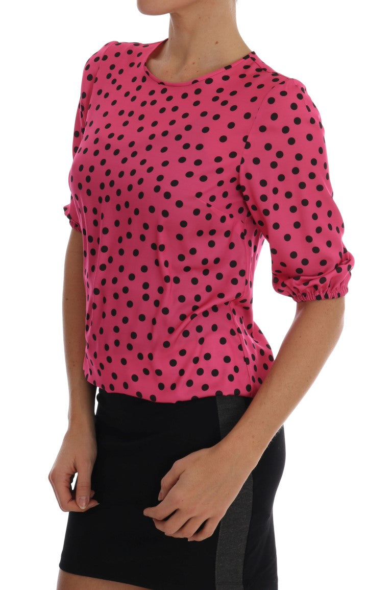 Dolce &amp; Gabbana Chic Blouse en soie à pois rose