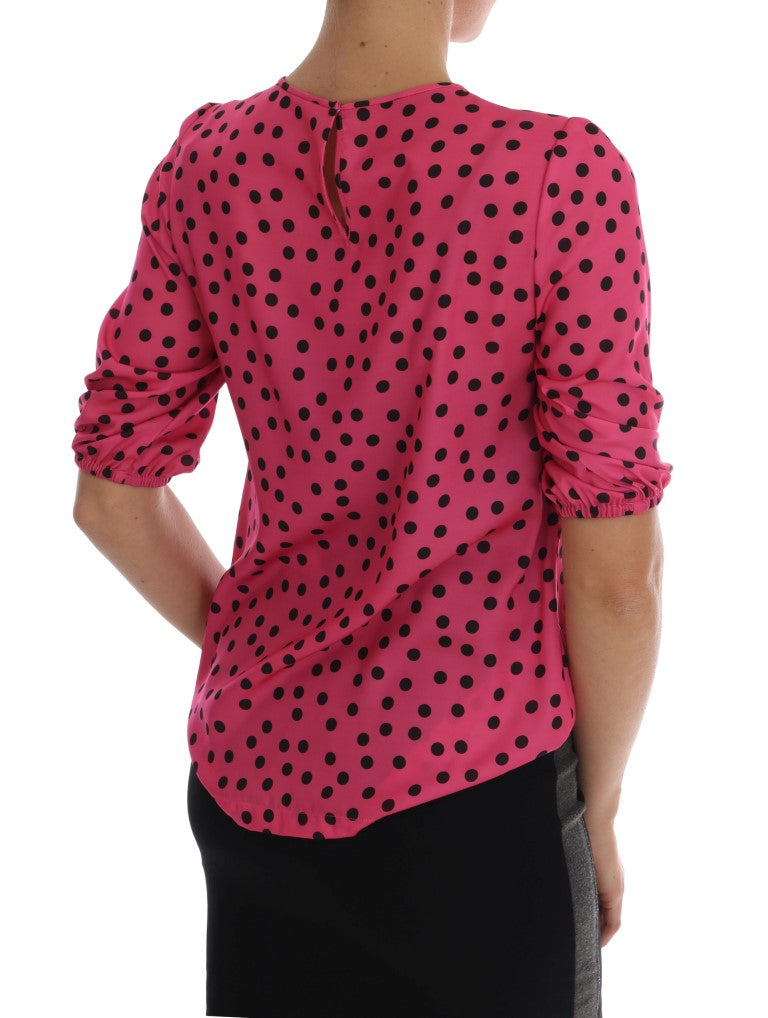 Dolce &amp; Gabbana Chic Blouse en soie à pois rose