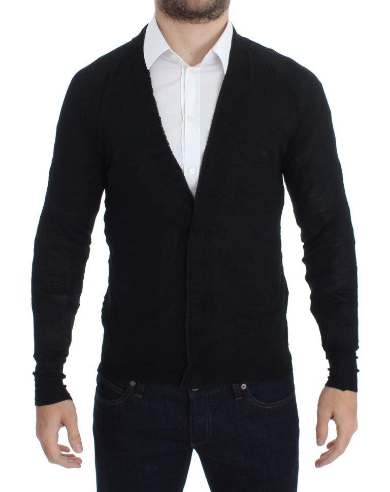 Costume National Cardigan élégant en laine mérinos noire