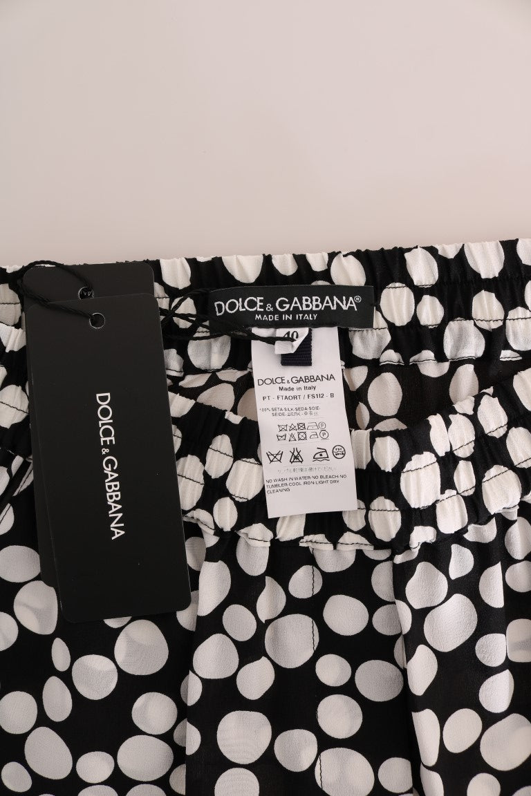 Dolce &amp; Gabbana Pantalon élégant taille haute en soie à pois