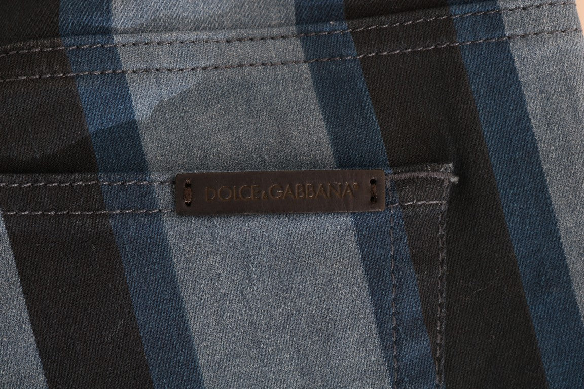 Dolce &amp; Gabbana Chic Jean Girly coupe slim à rayures bleues