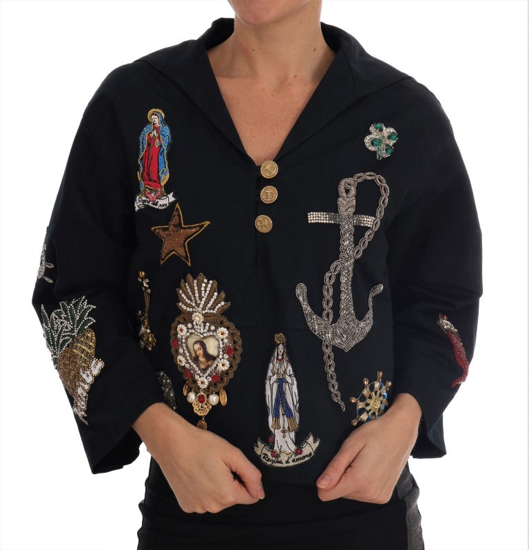 Dolce & Gabbana Enchanted Blue Crystal Embroidered Coat