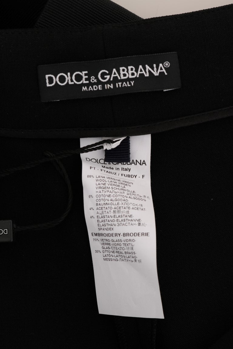 Dolce &amp; Gabbana Pantalon élégant taille haute à la cheville avec détails dorés