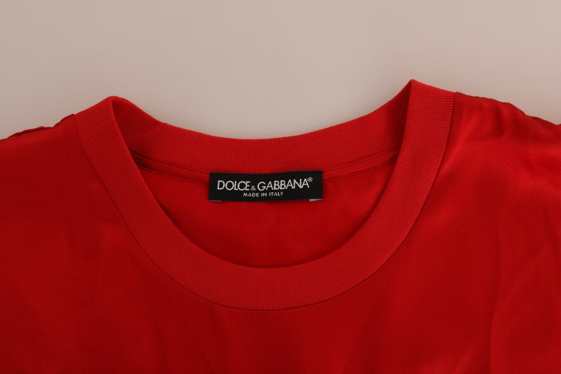 Dolce &amp; Gabbana Haut élégance brodé de fleurs en soie rouge