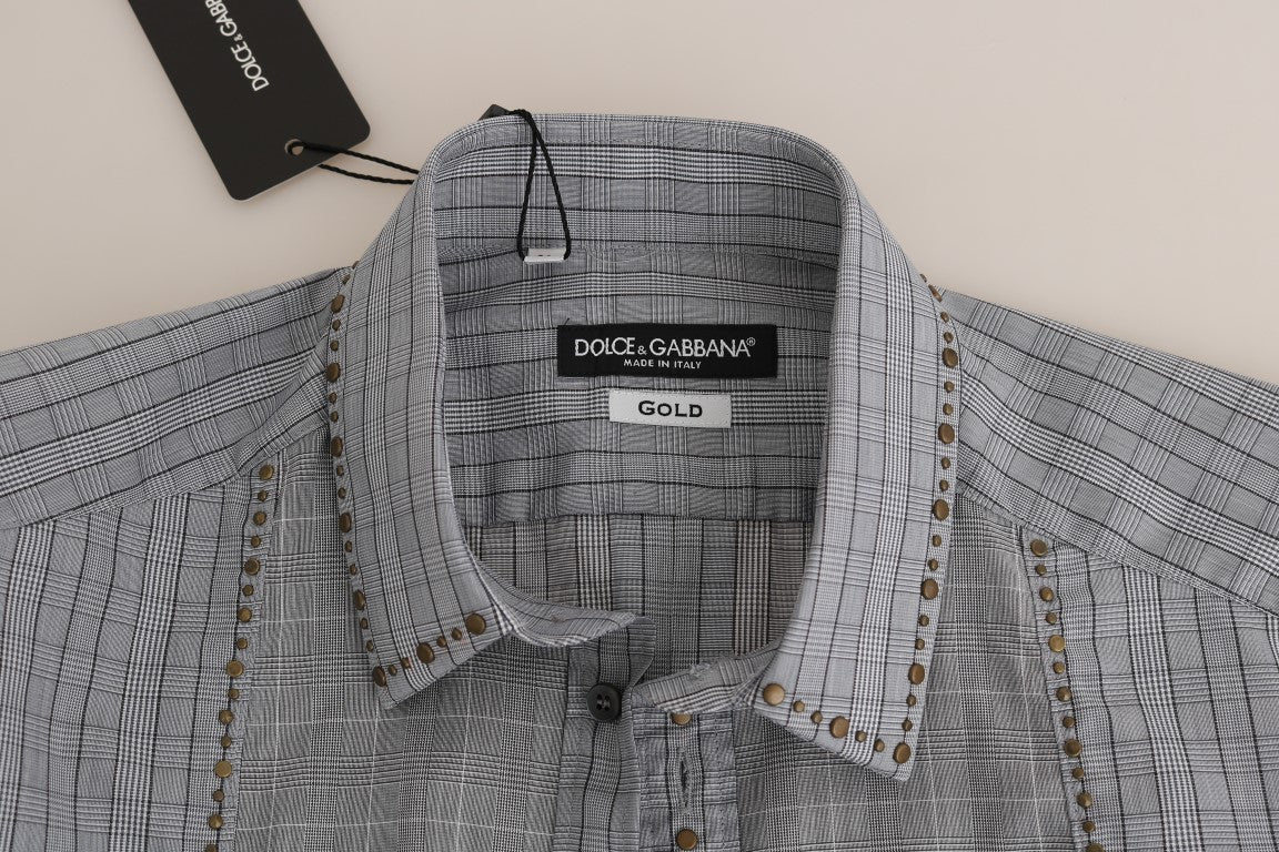 Dolce &amp; Gabbana Chemise décontractée élégante à carreaux gris coupe slim