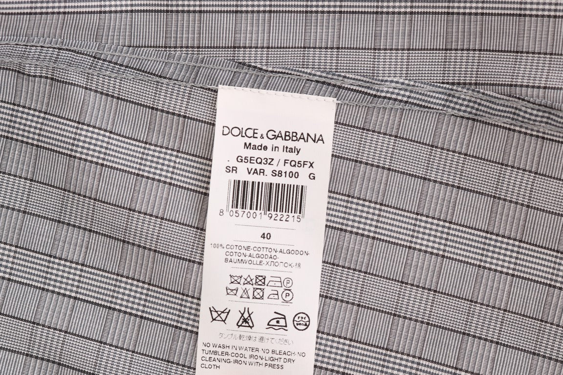 Dolce &amp; Gabbana Chemise décontractée élégante à carreaux gris coupe slim