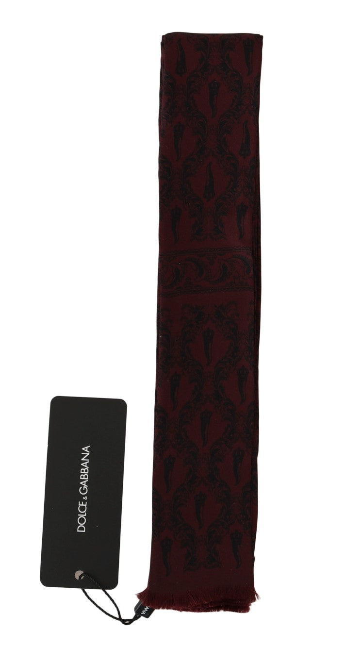 Dolce &amp; Gabbana Écharpe Pour Homme En Soie Bordeaux Crown Chili Print