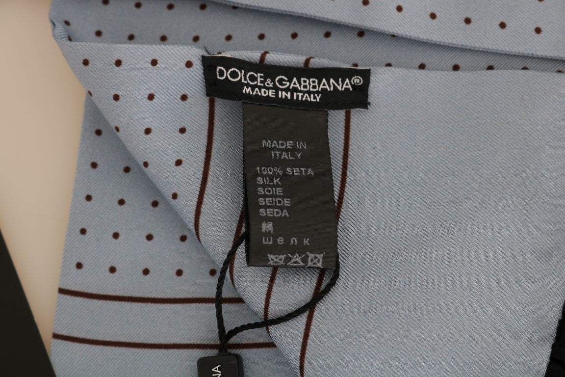 Dolce &amp; Gabbana Écharpe élégante en soie bleue à pois pour homme