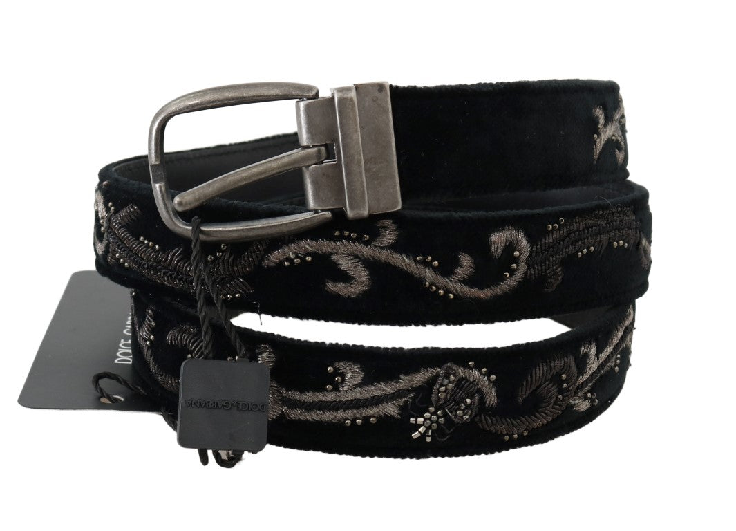 Dolce &amp; Gabbana Ceinture élégante en cuir de coton noir pour homme