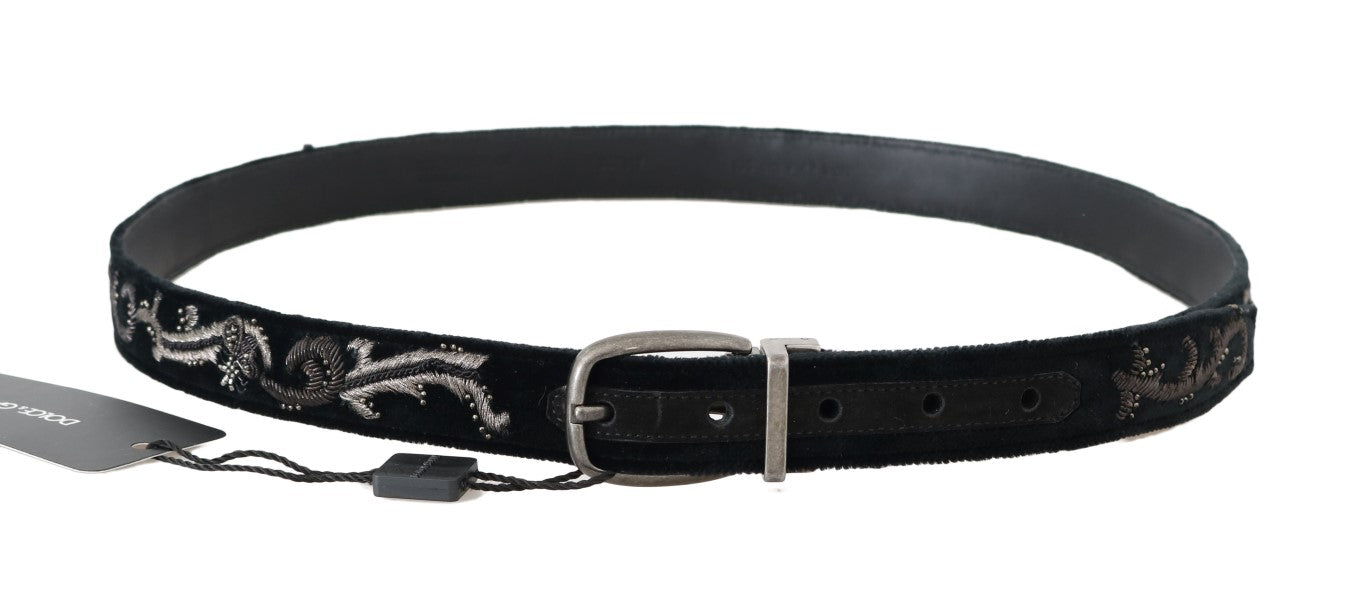 Dolce &amp; Gabbana Ceinture élégante en cuir de coton noir pour homme