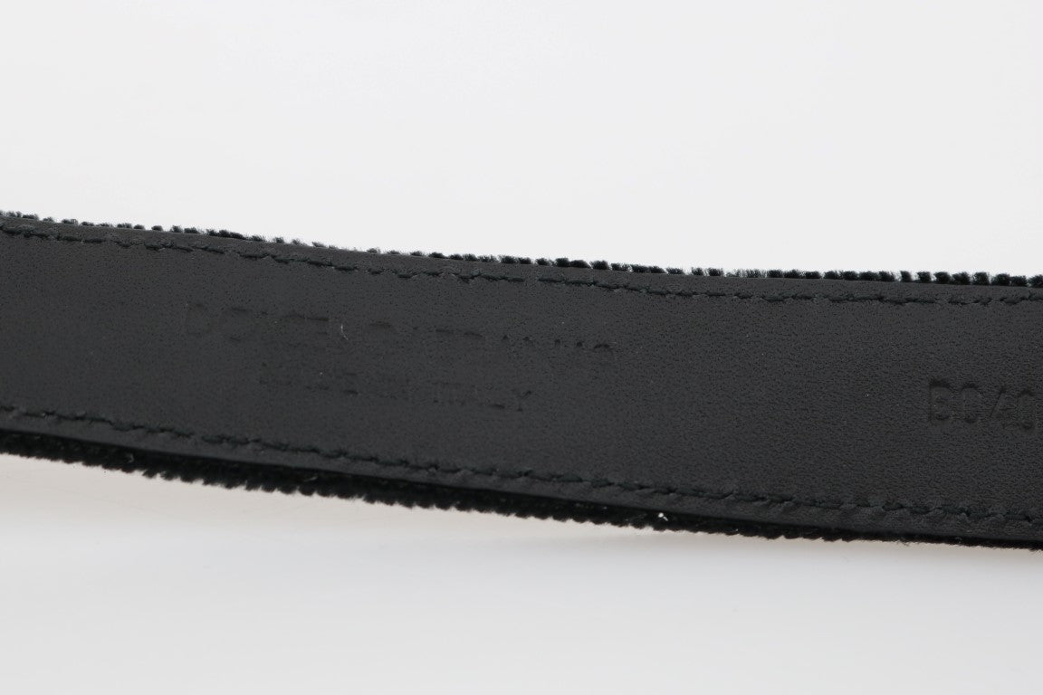 Dolce &amp; Gabbana Ceinture élégante en cuir de coton noir pour homme