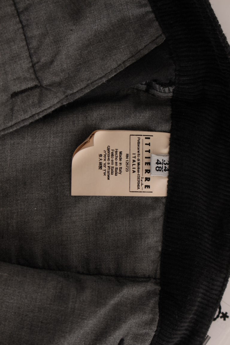 GF Ferre Pantalon élégant en velours côtelé de coton noir