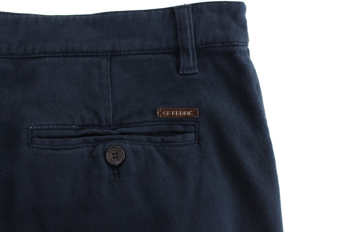 GF Ferre Pantalon chino stretch en coton bleu élégant