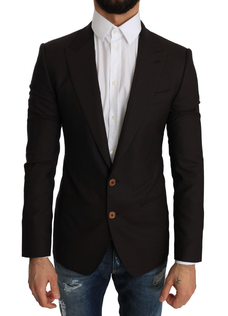 Dolce &amp; Gabbana Veste blazer élégante en laine vierge marron