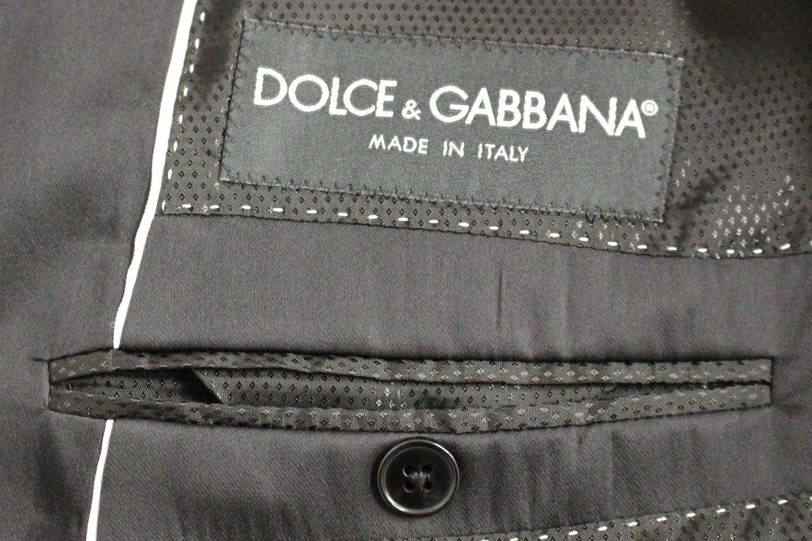 Dolce &amp; Gabbana Costume élégant en laine et soie mélangée à rayures noires