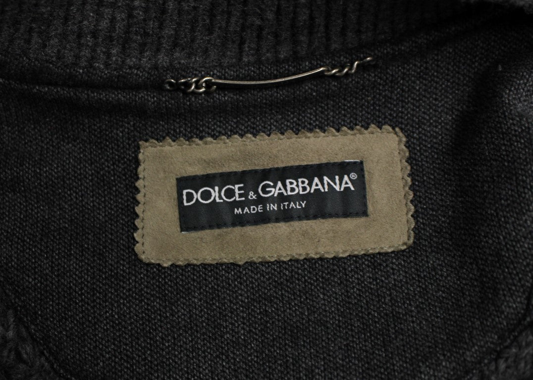 Dolce &amp; Gabbana Veste élégante en cuir et laine mélangée