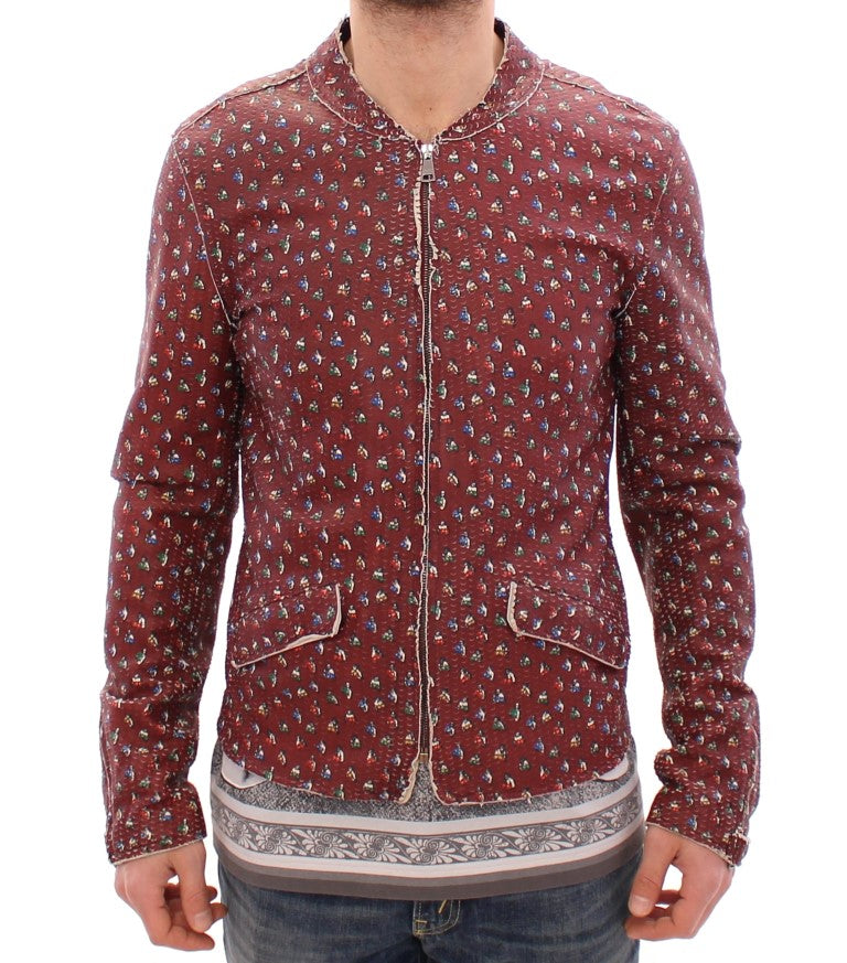 Veste en cuir bordeaux à imprimé boxer exclusif Dolce &amp; Gabbana