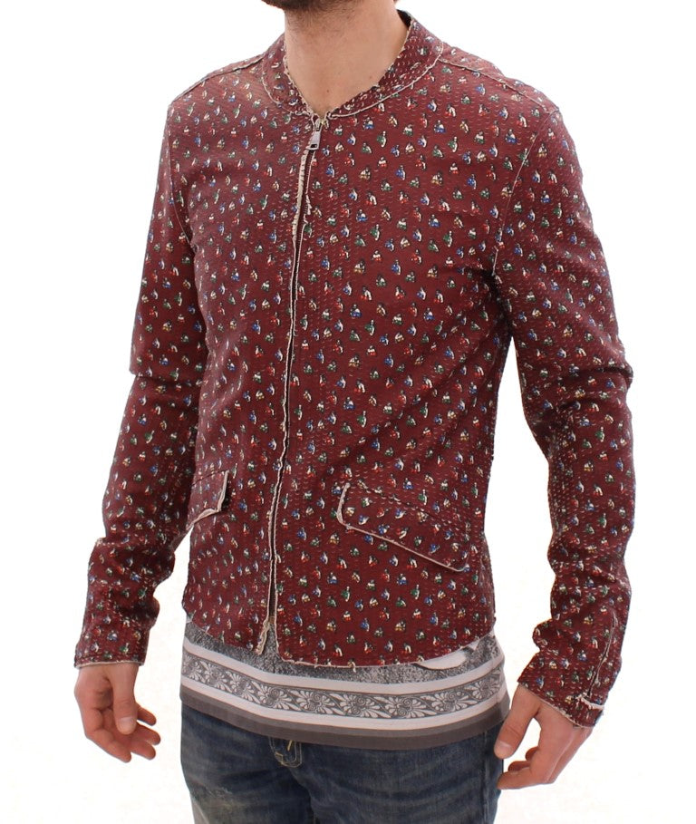 Veste en cuir bordeaux à imprimé boxer exclusif Dolce &amp; Gabbana