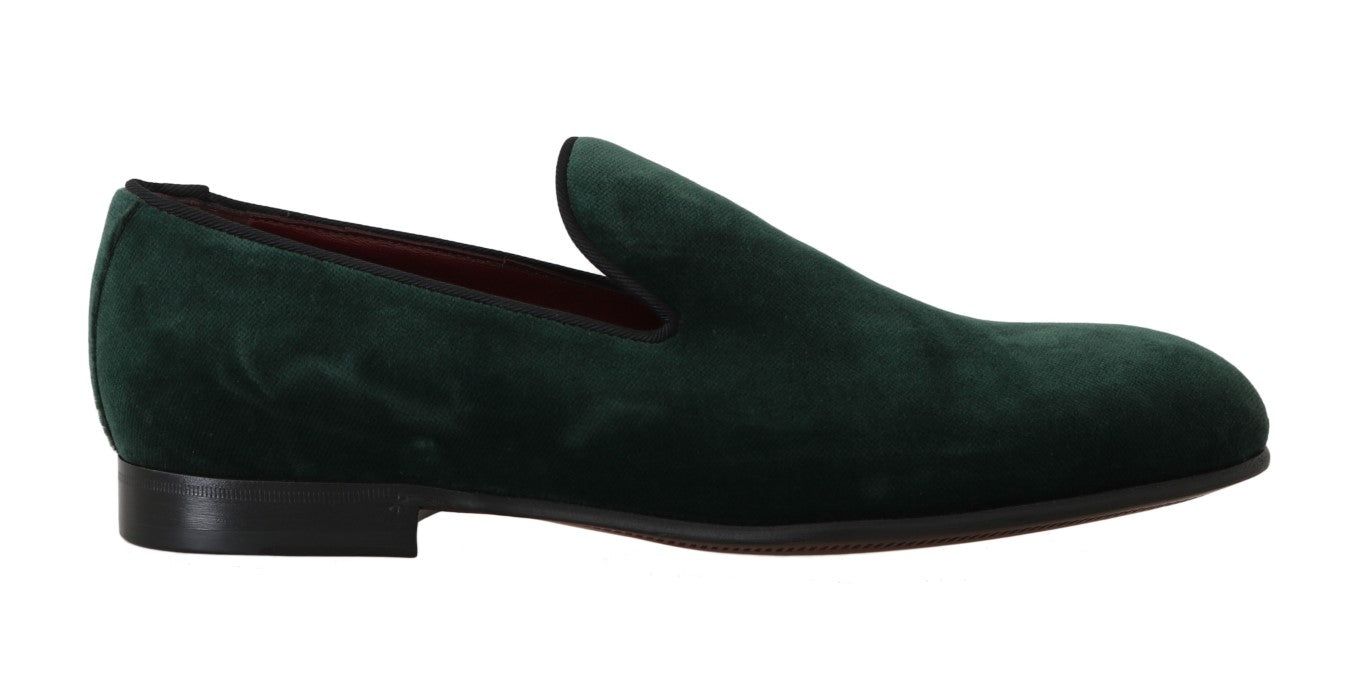 Dolce & Gabbana Elegant Green Suede Slip-On Loafers