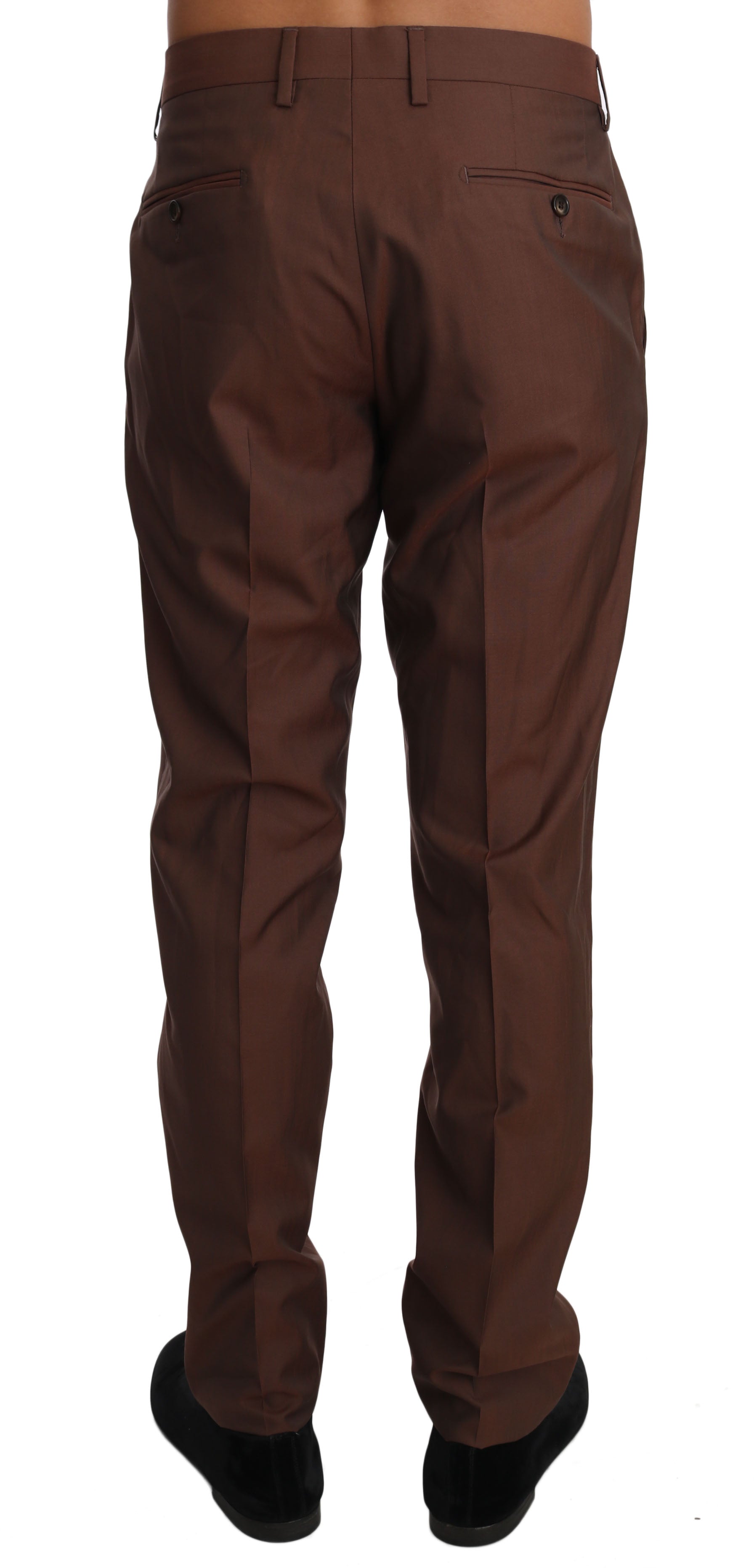 Dolce &amp; Gabbana Pantalon formel élégant en laine et soie marron