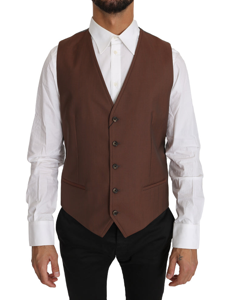 Dolce &amp; Gabbana Gilet formel élégant bronze et gris coupe slim