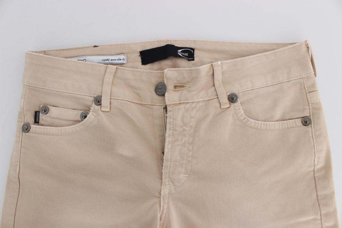 Cavalli Jean slim stretch en coton beige