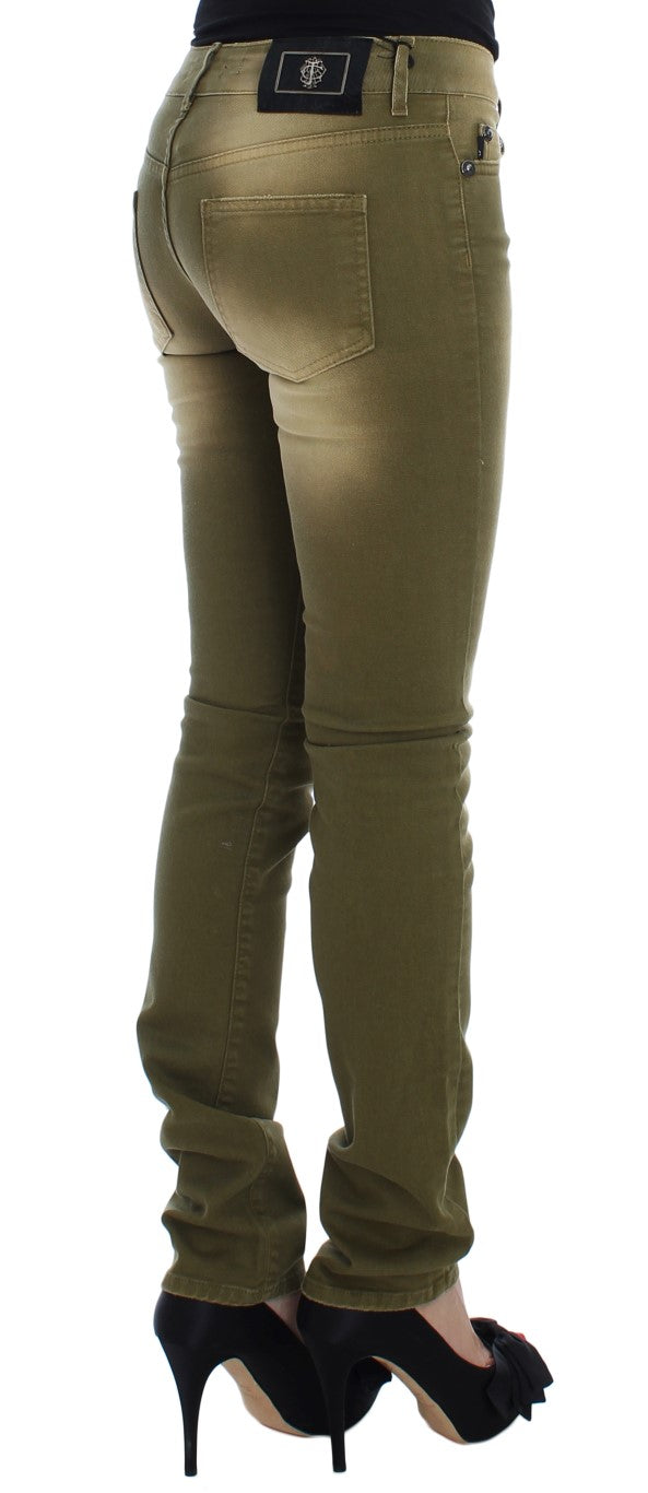 Cavalli - Jean slim vert en coton stretch