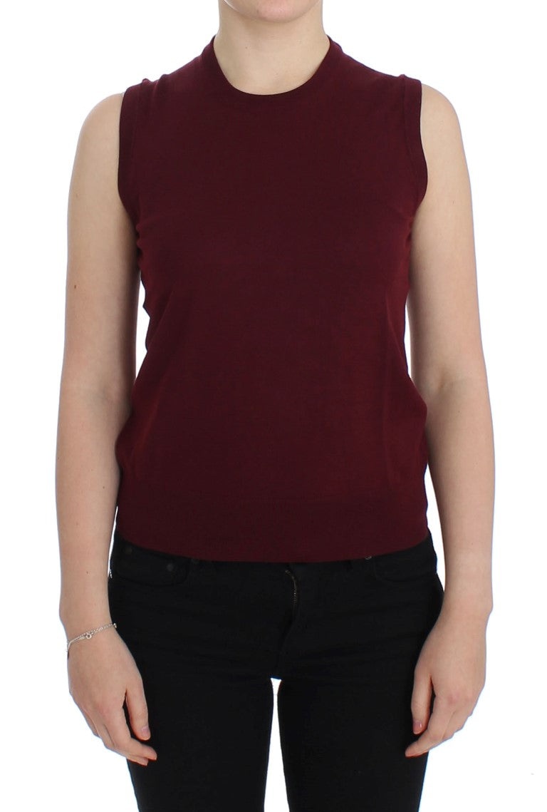 Dolce &amp; Gabbana Gilet pull sans manches en laine rouge élégant