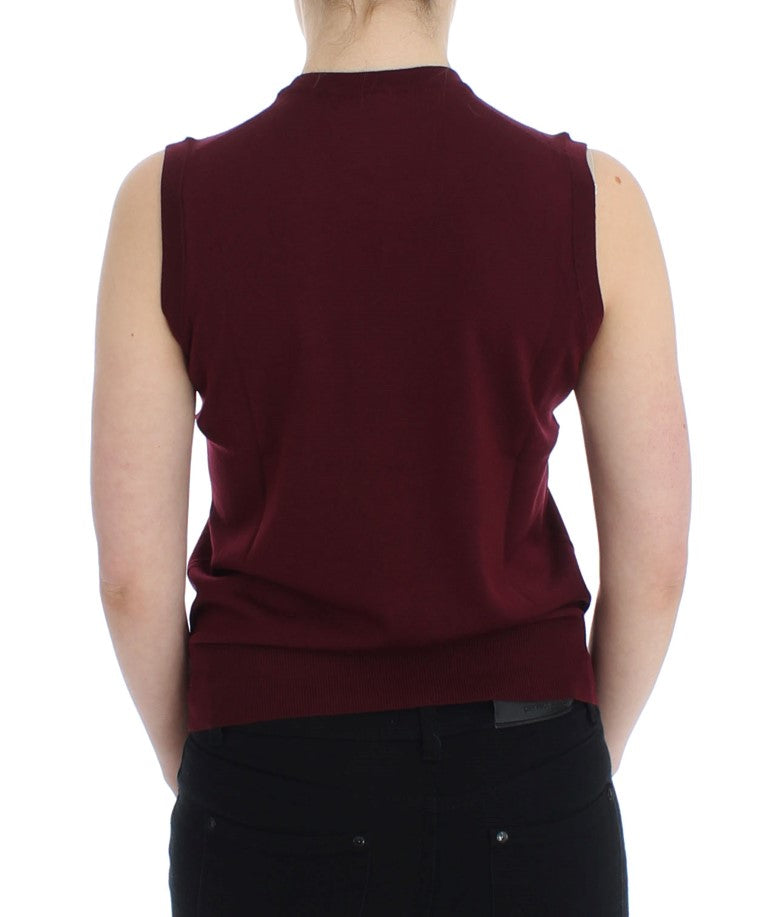 Dolce &amp; Gabbana Gilet pull sans manches en laine rouge élégant