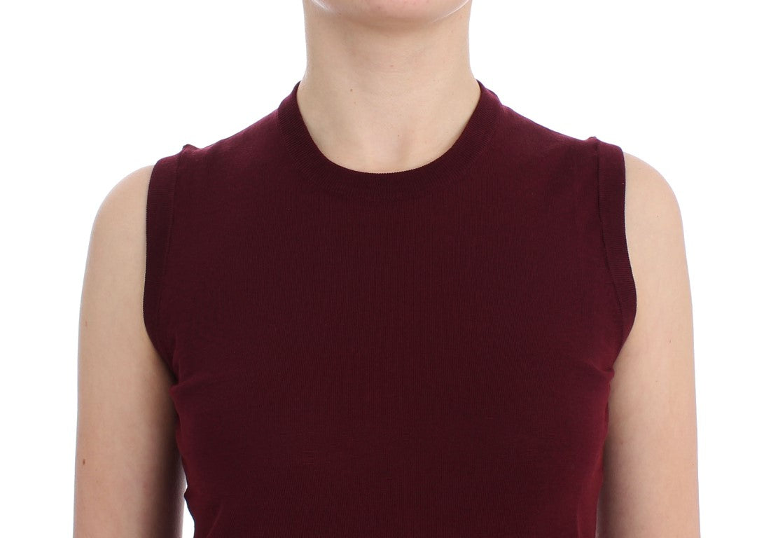 Dolce &amp; Gabbana Gilet pull sans manches en laine rouge élégant