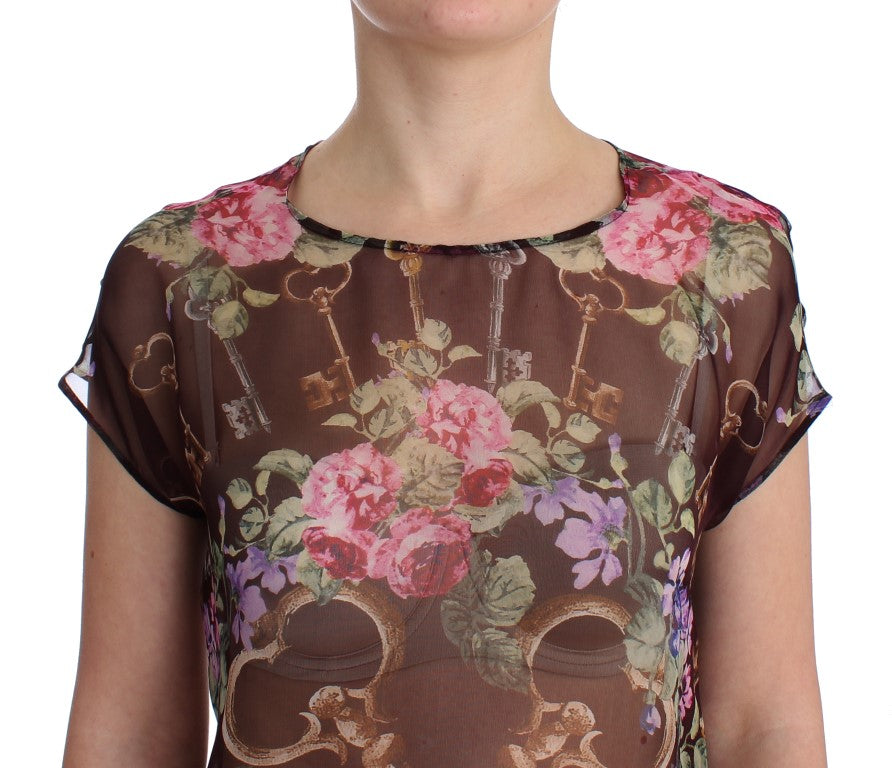 Dolce &amp; Gabbana Blouse élégante en soie florale avec mancherons