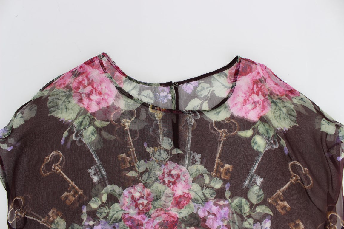 Dolce &amp; Gabbana Blouse élégante en soie florale avec mancherons