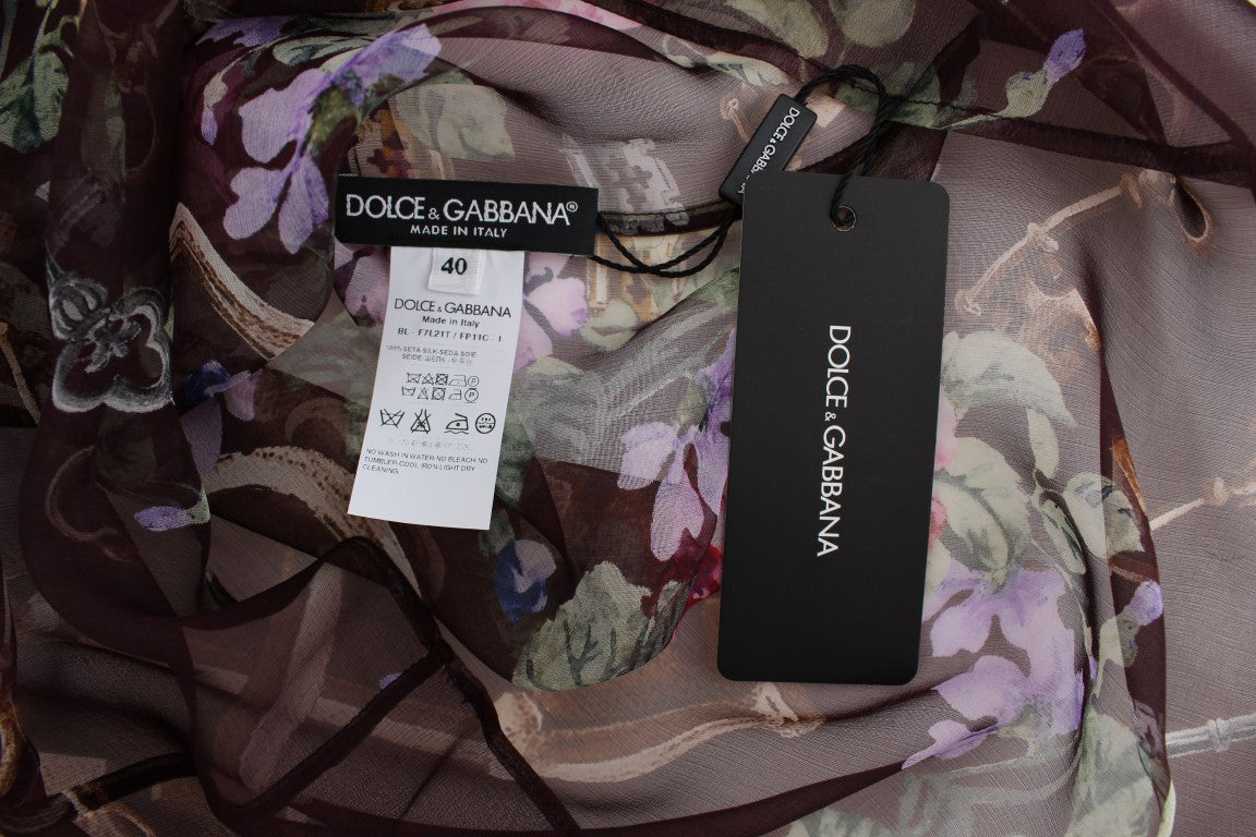 Dolce &amp; Gabbana Blouse élégante en soie florale avec mancherons