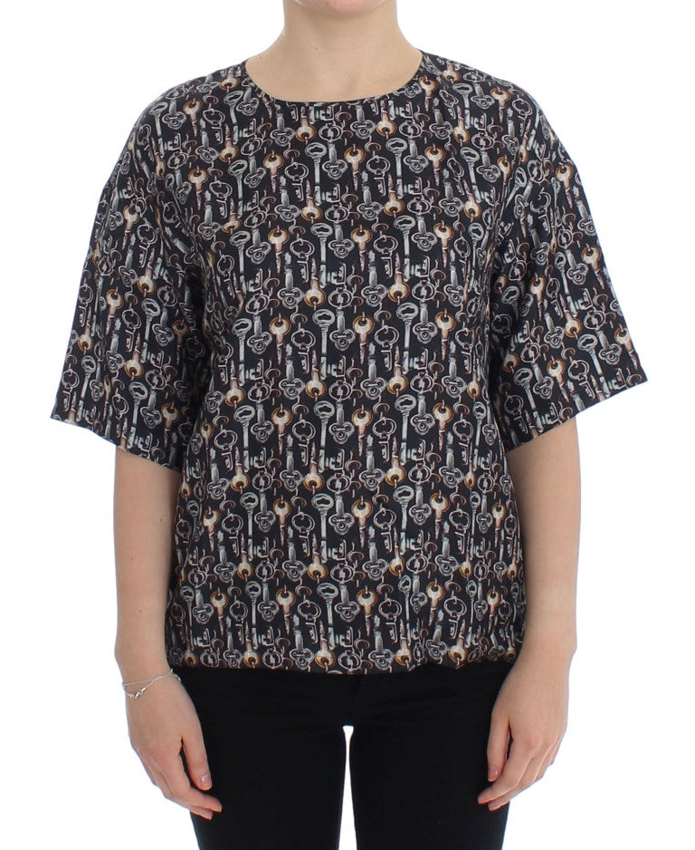 Dolce &amp; Gabbana Enchanted Sicily Blouse en soie avec imprimé clé