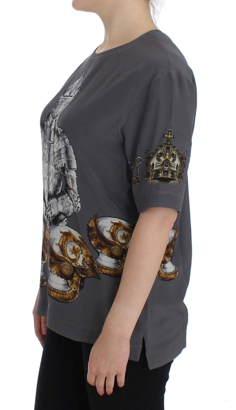 Dolce &amp; Gabbana Enchanted Sicily Blouse en soie avec imprimé chevalier