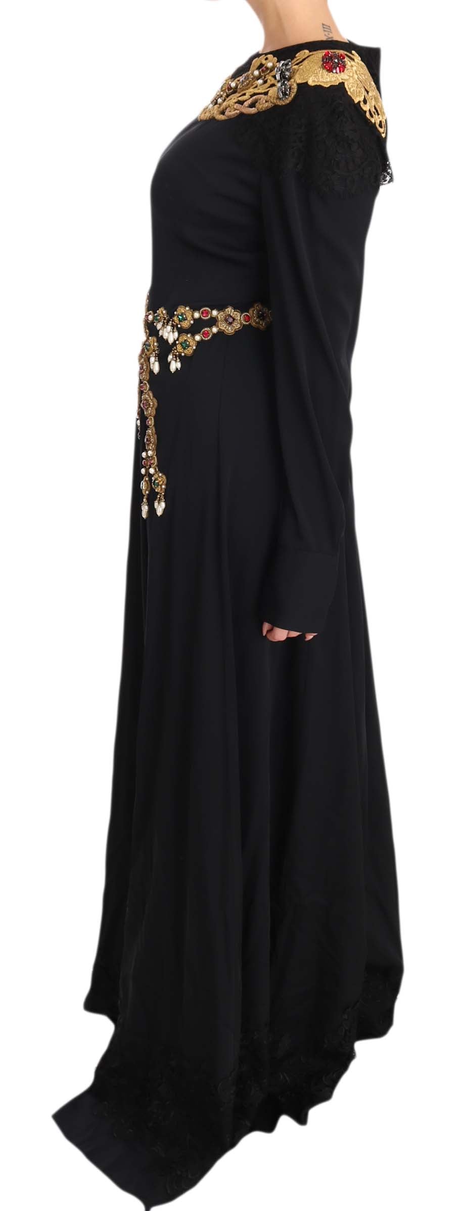 Dolce &amp; Gabbana Robe longue noire élégante avec détails dorés