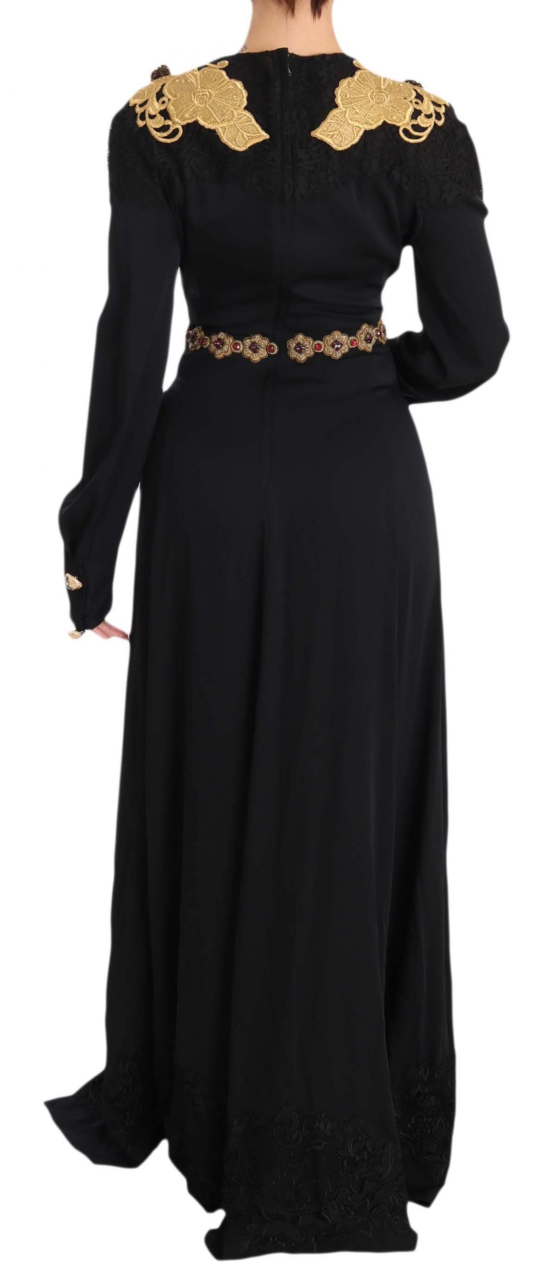 Dolce &amp; Gabbana Robe longue noire élégante avec détails dorés