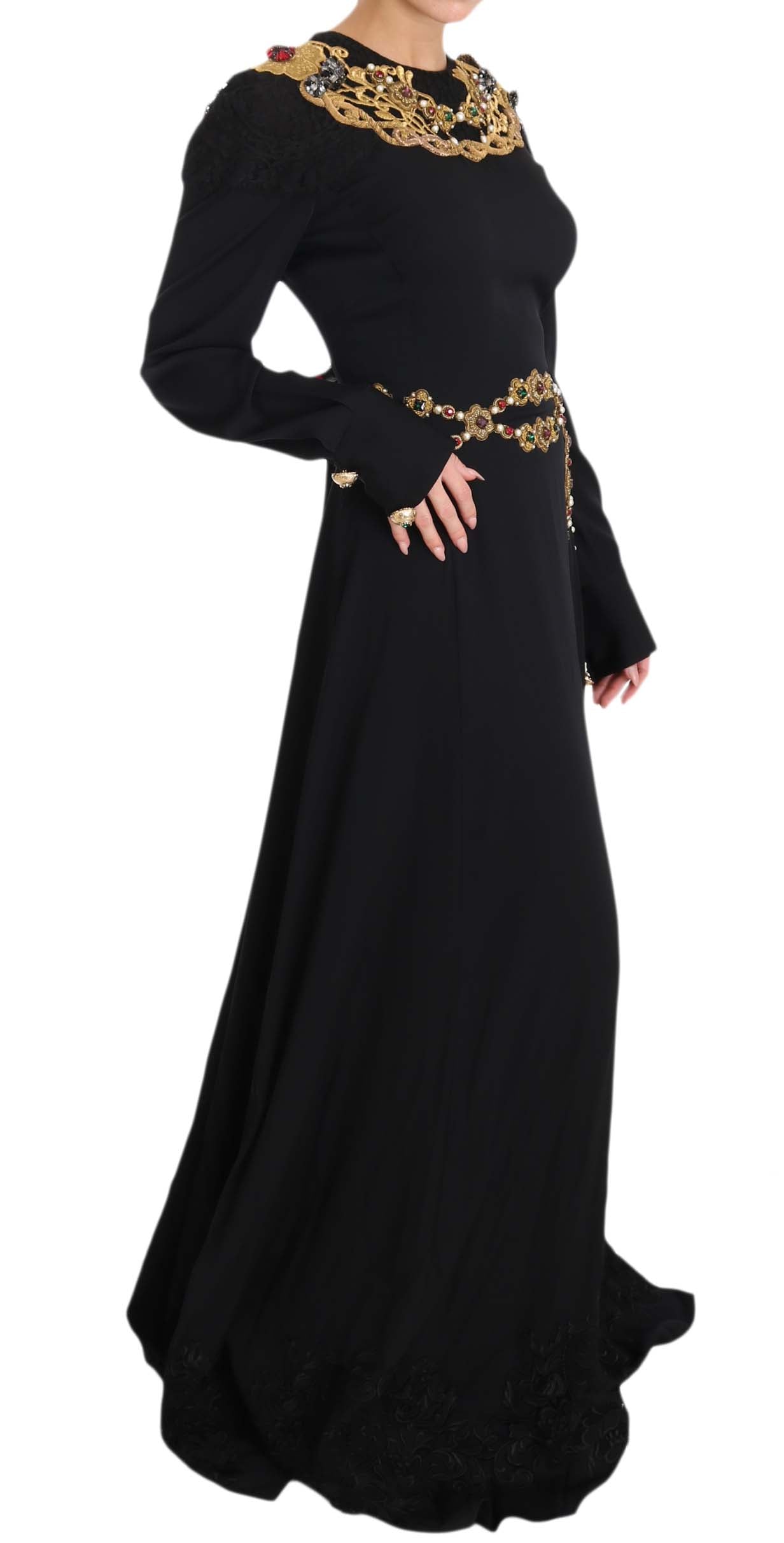 Dolce &amp; Gabbana Robe longue noire élégante avec détails dorés