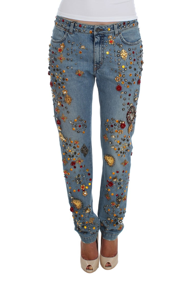 Dolce &amp; Gabbana - Jean boyfriend à cœur en cristal Enchanted Sicily