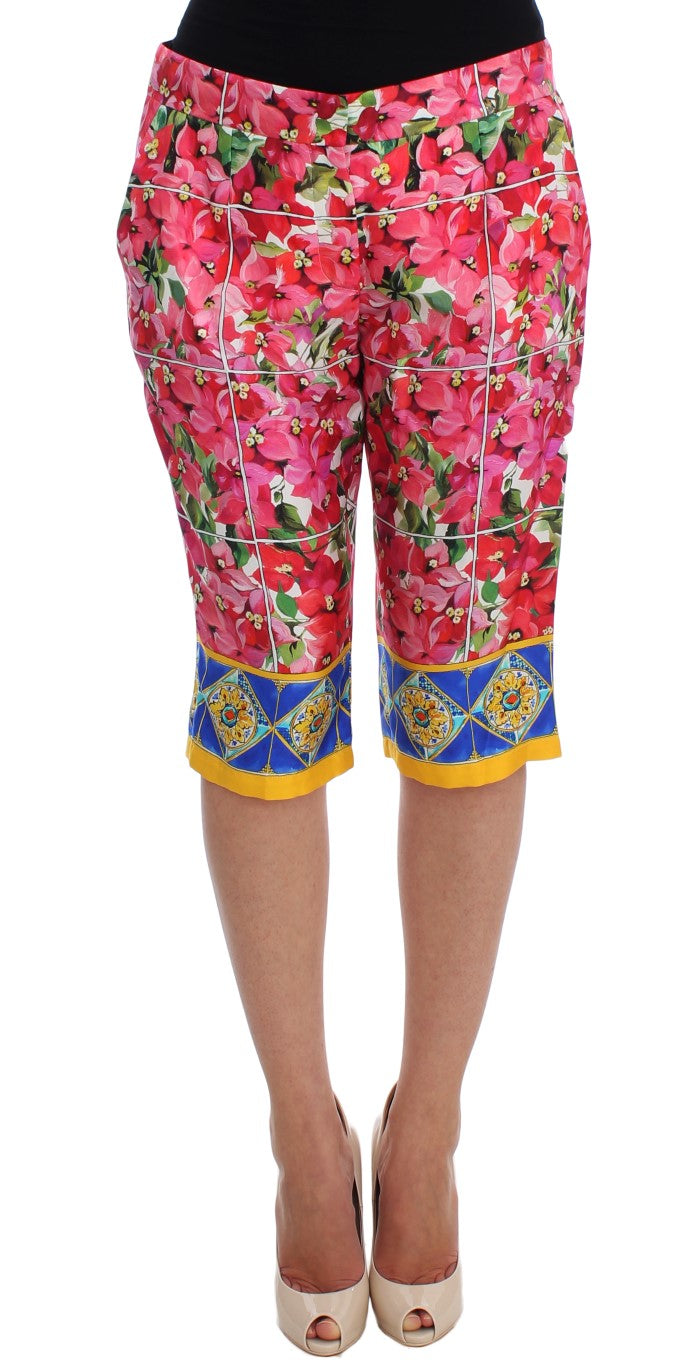 Dolce &amp; Gabbana Pantalon capri en soie fleurie multicolore