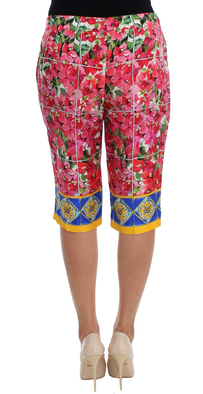 Dolce &amp; Gabbana Pantalon capri en soie fleurie multicolore