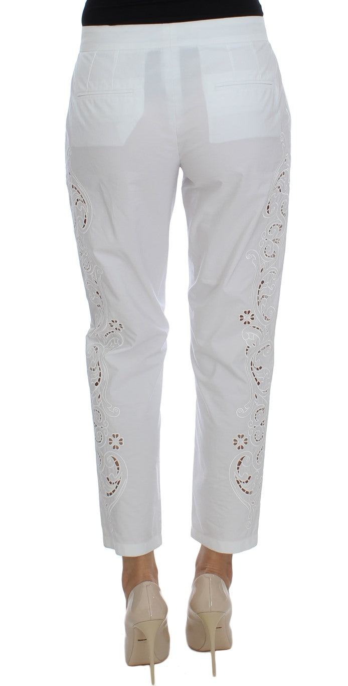 Dolce &amp; Gabbana Pantalon habillé élégant à découpes florales blanches