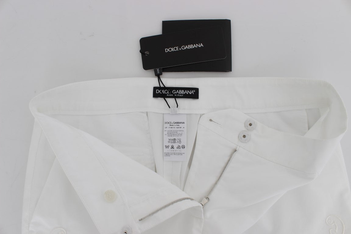 Dolce &amp; Gabbana Pantalon habillé élégant à découpes florales blanches