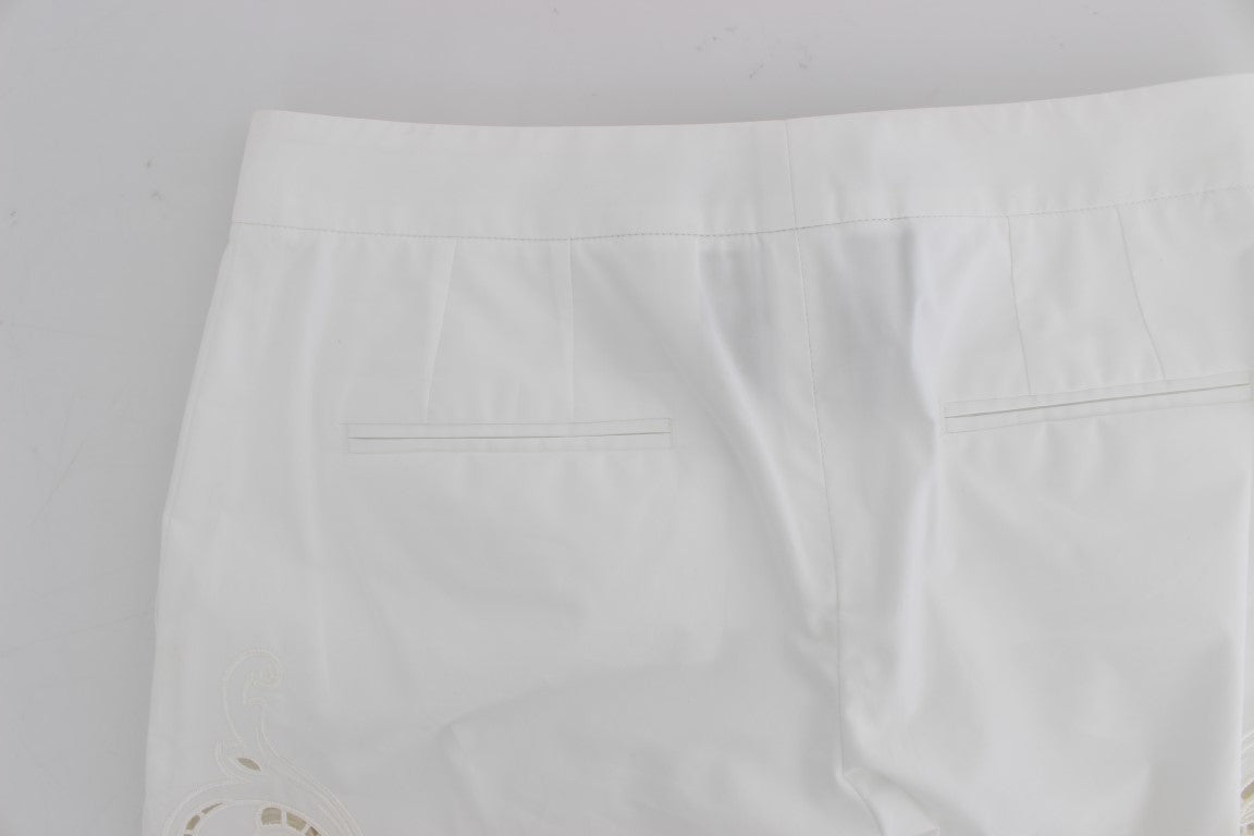 Dolce &amp; Gabbana Pantalon habillé élégant à découpes florales blanches