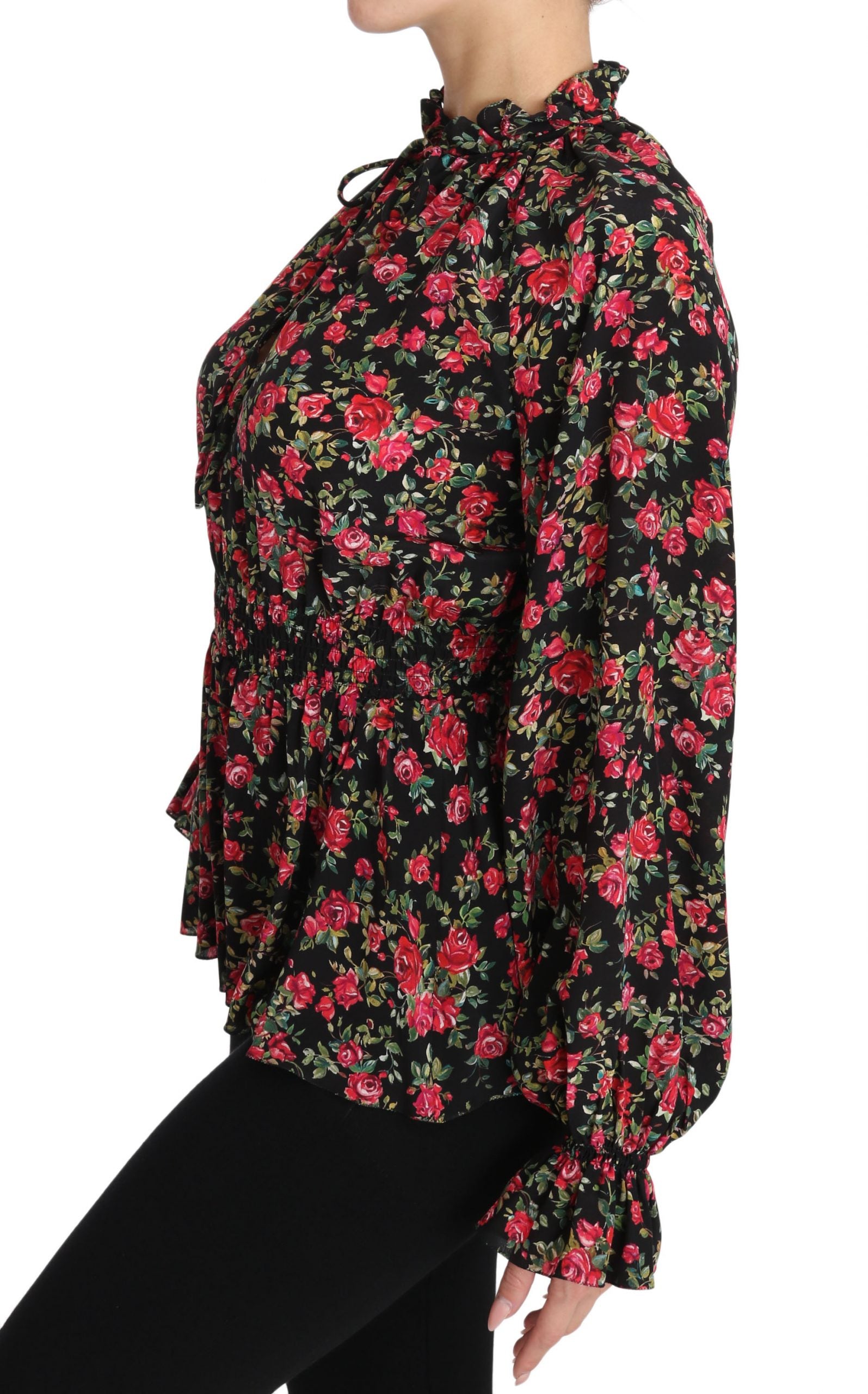 Dolce &amp; Gabbana Chemise élégante en soie florale noire